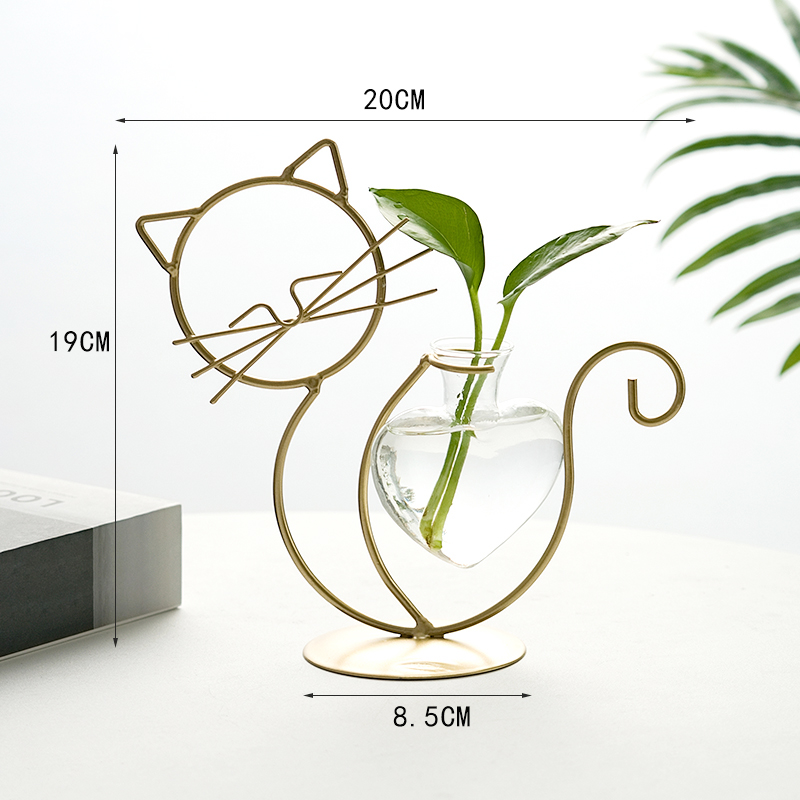Cat Iron Flower Hydroponic Vase