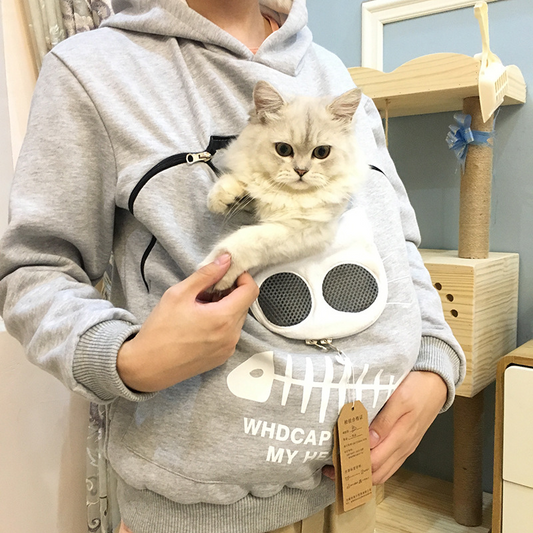 Unisex Hoodie Sweatshirt With Cat Pocket